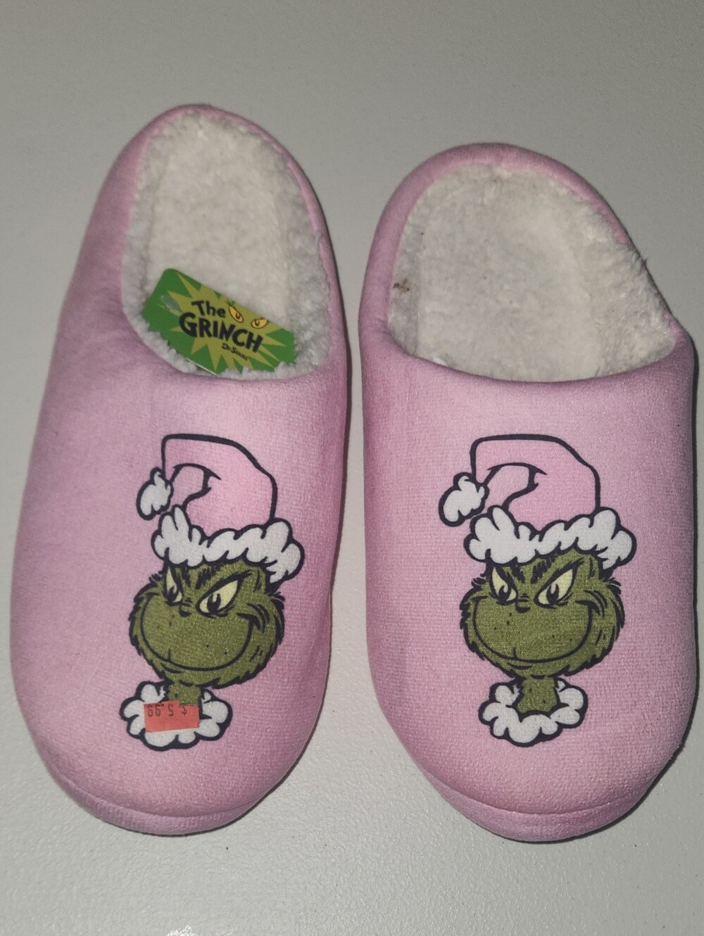 Ladies Grinch Pink Slippers Size XXL/11